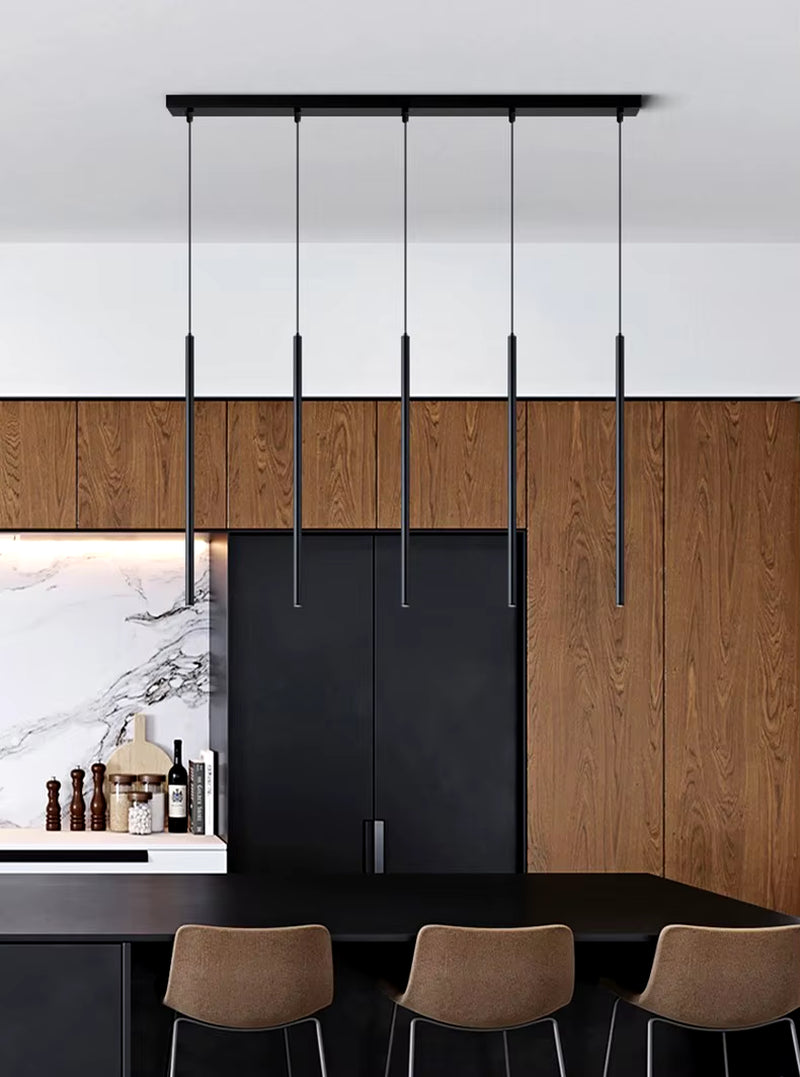 Modern Black Led Chandelier Ceiling Long Tube Combination Chandeliers for Dining Room Living Room Dining Room Decor Hanging Lamp